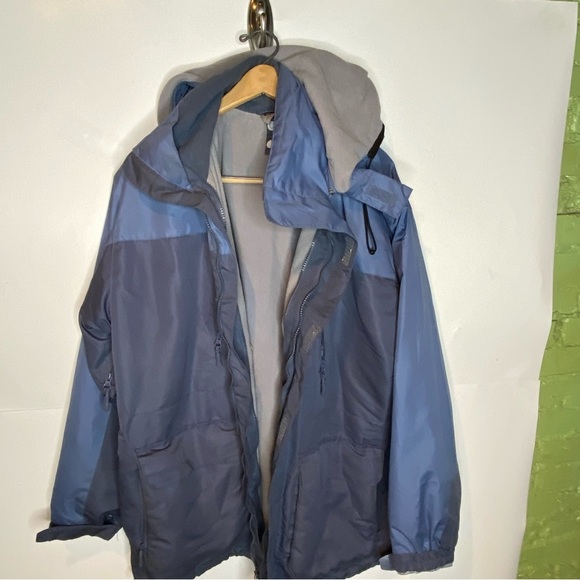 Athletic works lined nylon jacket with hood blue gray basic utility transition M - Picture 3 of 5